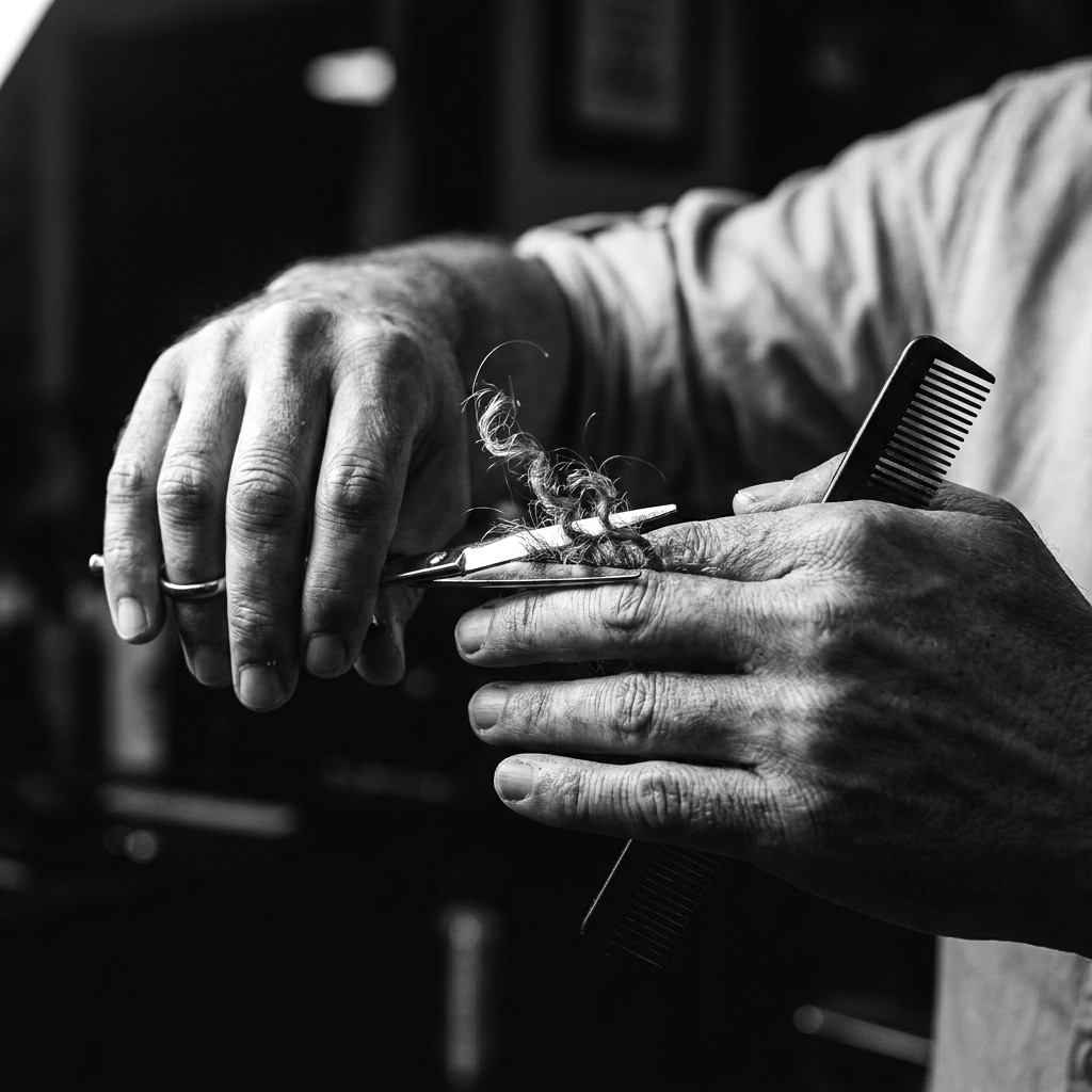 Barber cutting hair