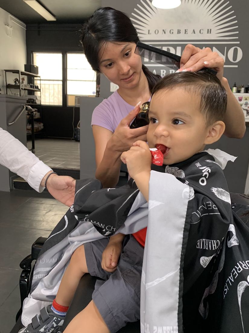A first haircut for a young client