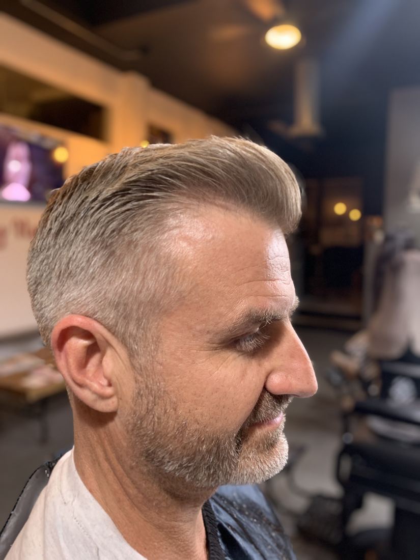 A silver textured cut, styled and finished