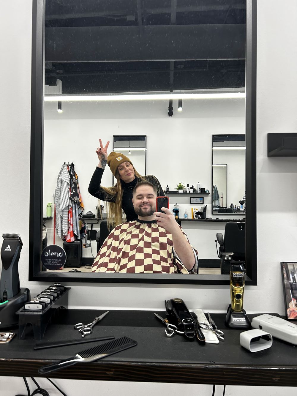 At the styling station