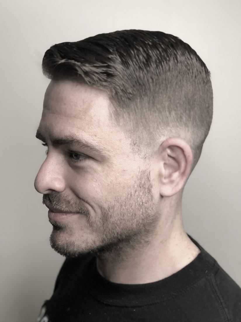 Clean taper with a crisp side part