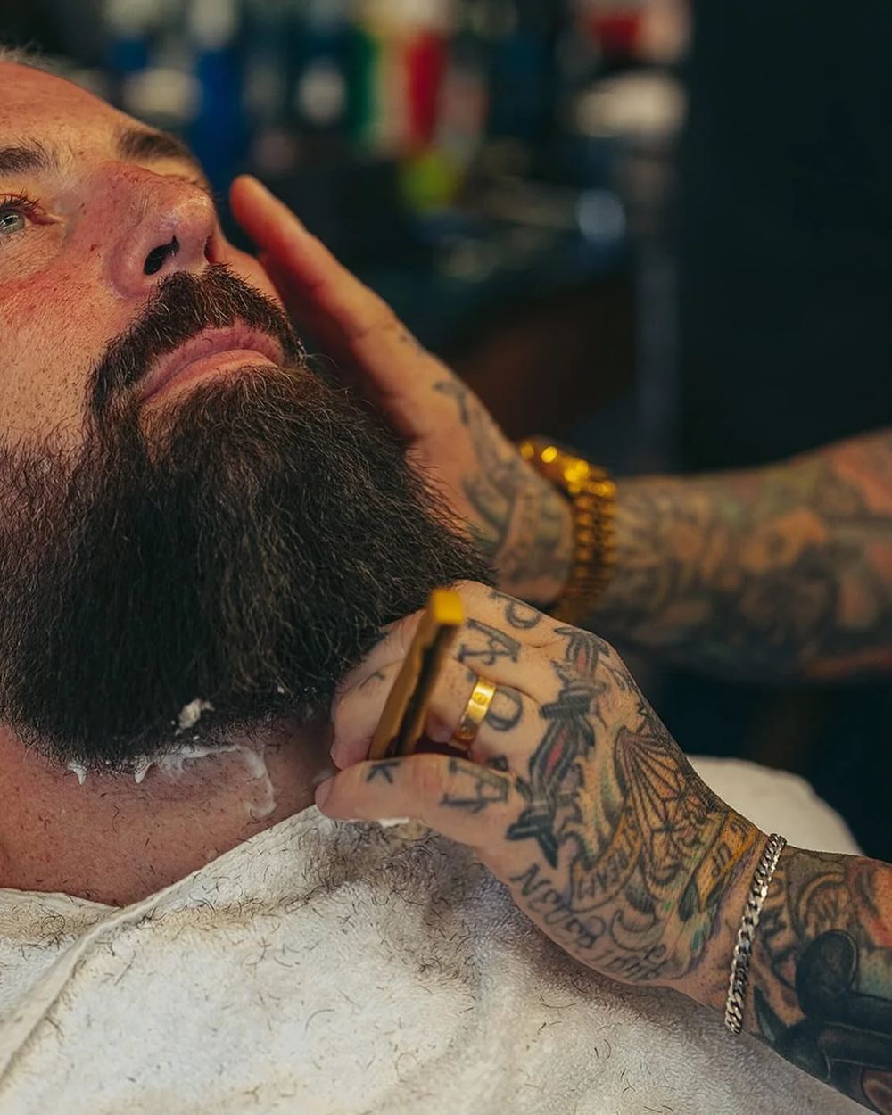 Hot towel beard work