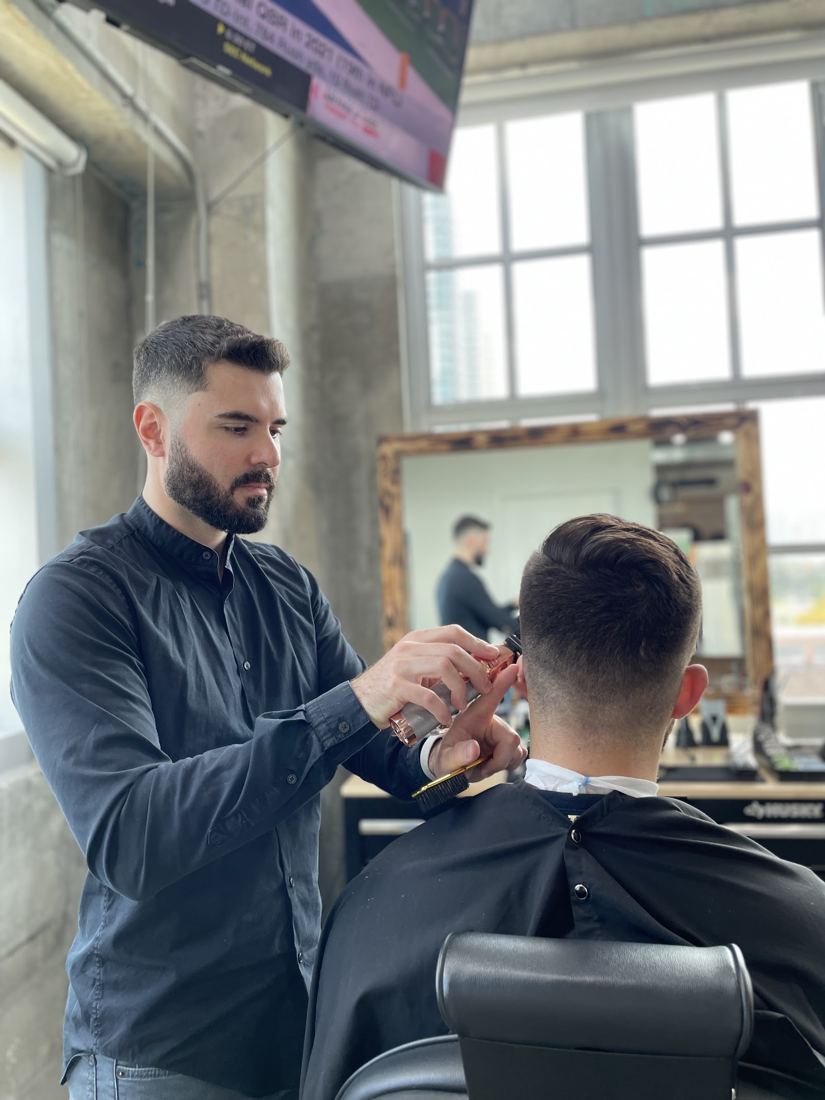 A haircut by the big windows