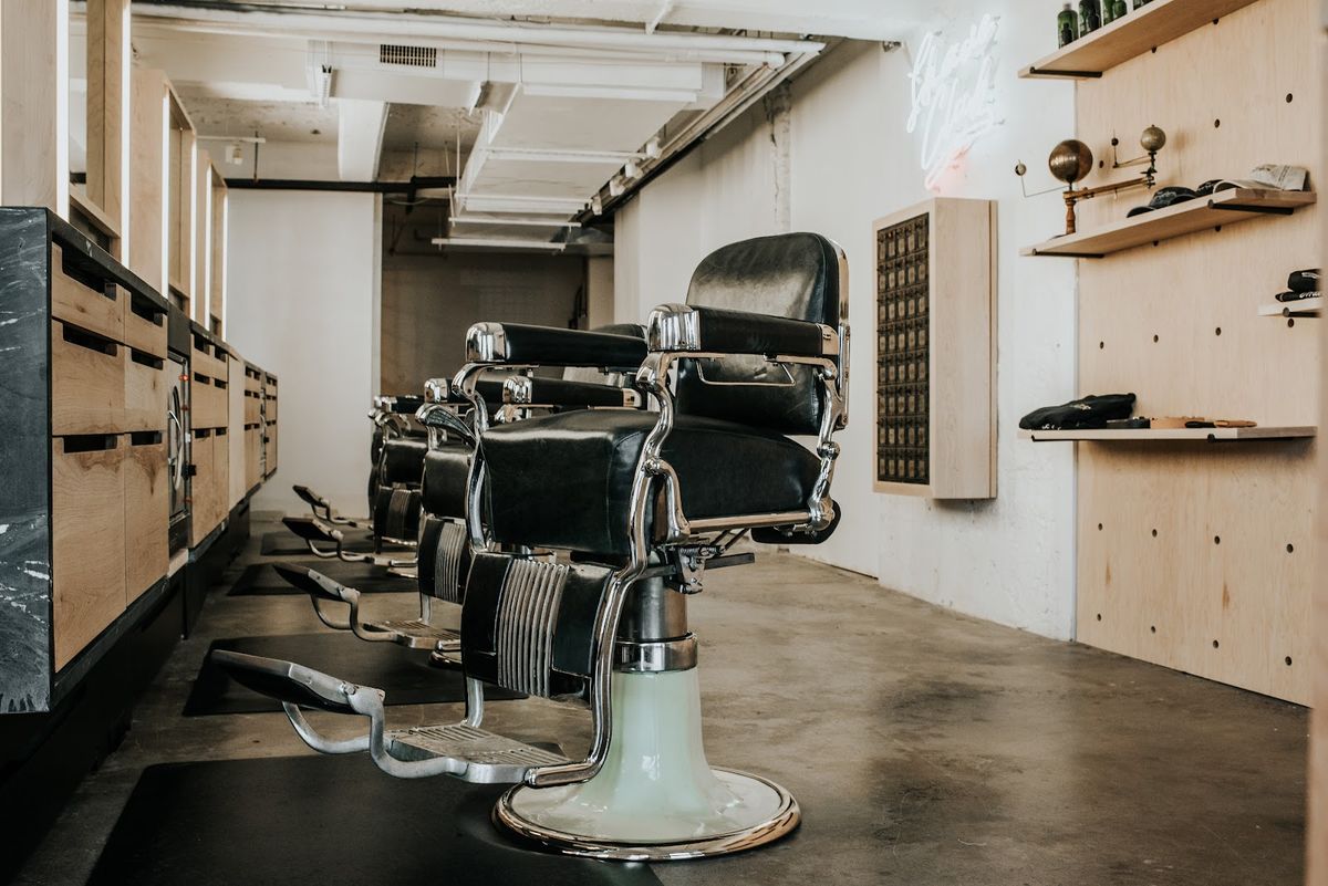 Vintage barber chairs at the Westside shop