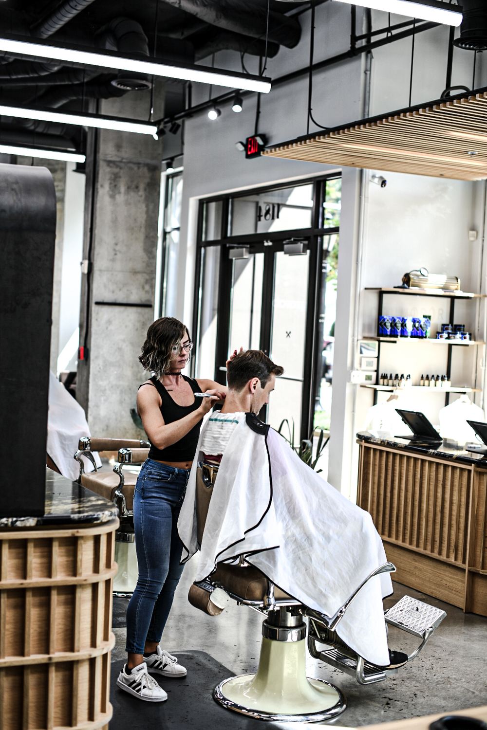 A barber at work in the Roswell shop