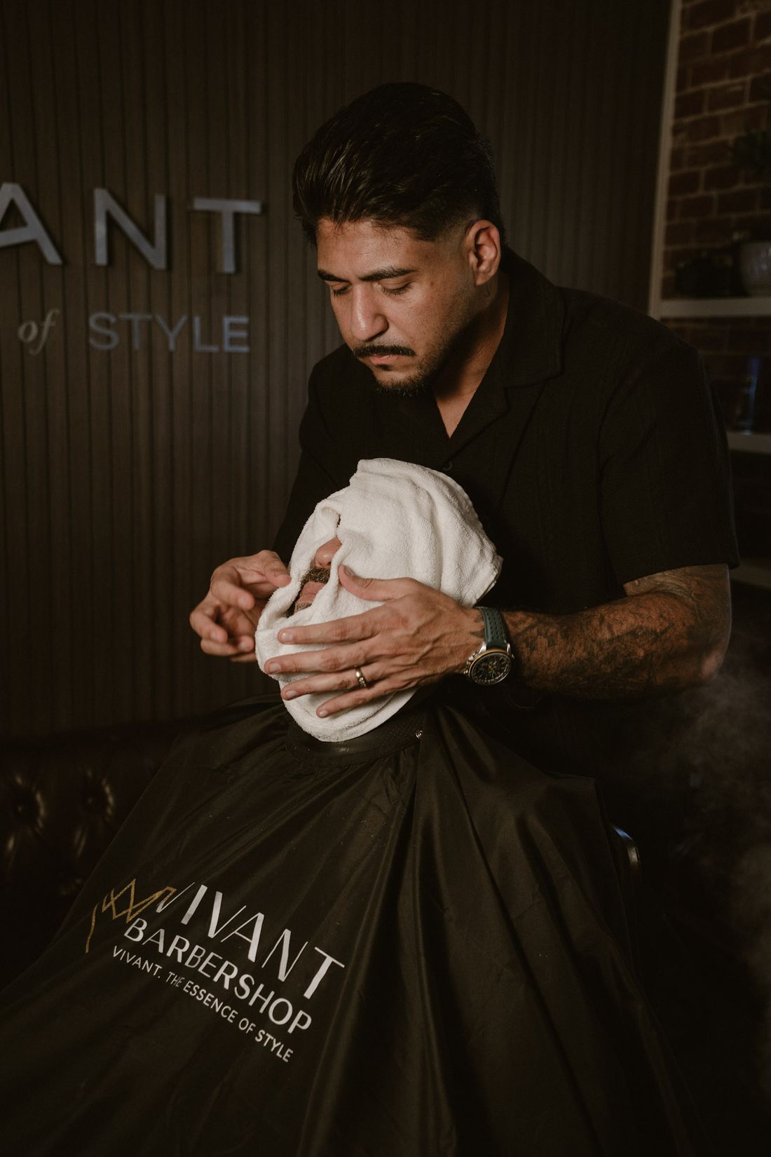 A hot towel being prepared at Vivant