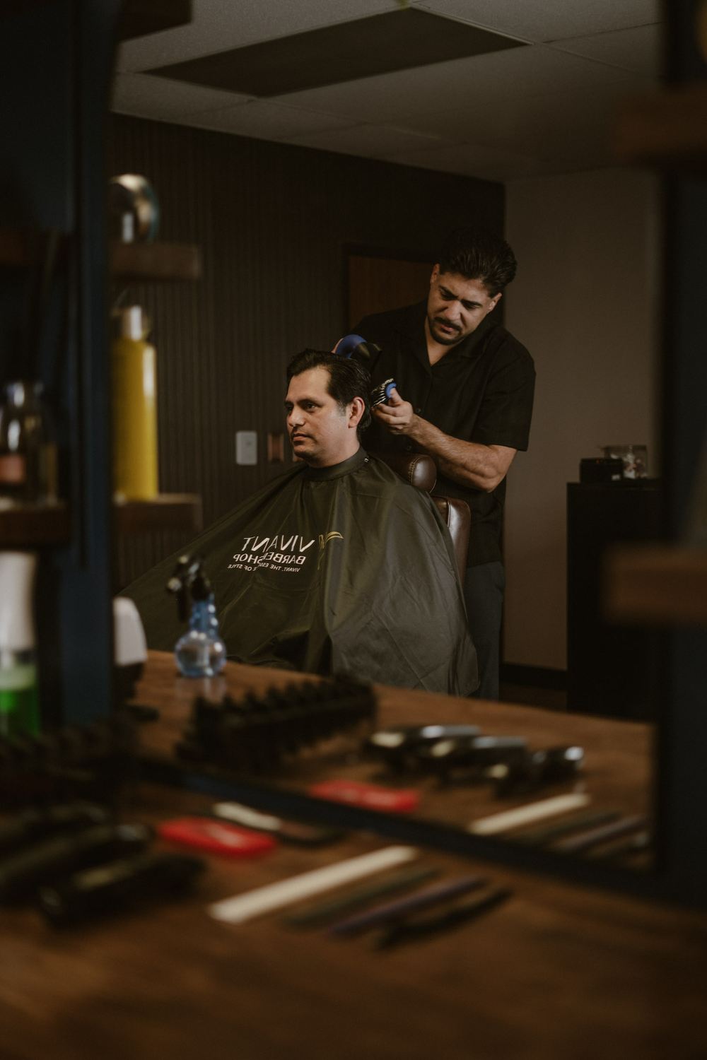 A cut in progress at the mirror