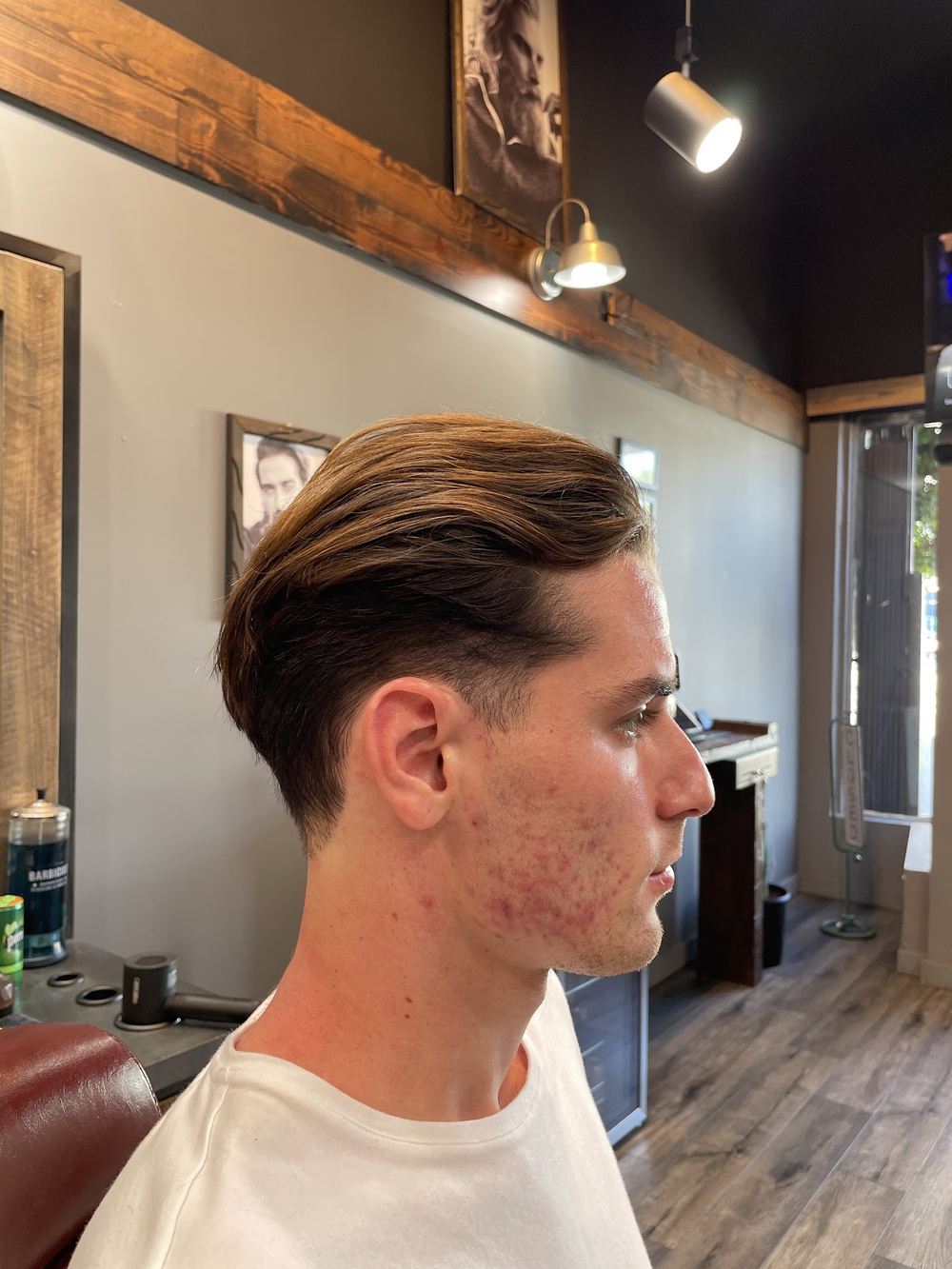 A classic side part taper